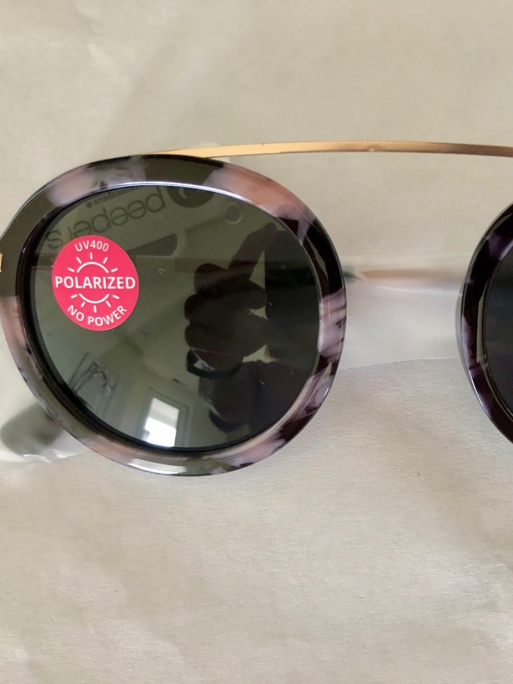 NEW Peepers‎ Round Black Marble Polarized Sunglasses
